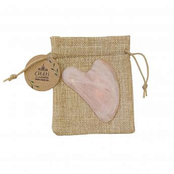 Скребок гуаша "Сердце" из розового кварца