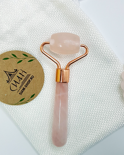 Роликовый массажер из розового кварца (натуральный камень), подарки