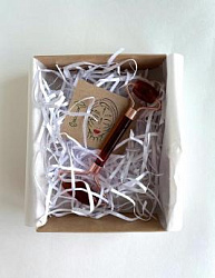 Роликовый массажер двусторонний из янтаря (имитация)